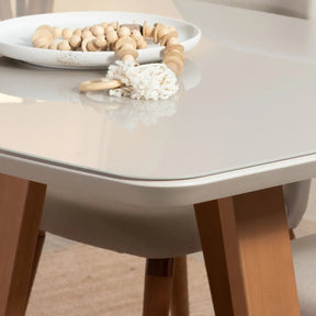 Mesa de Jantar Bennett c/ Vidro 160 cm - Cinamomo c/ Vidro Off White