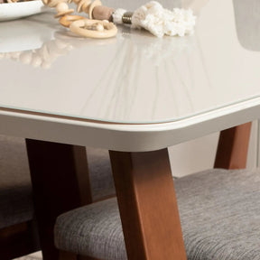 Mesa de Jantar Bennett c/ Vidro 160 cm - Natural c/ Vidro Off White